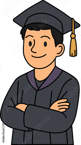 A teenage boy wearing a graduation gown