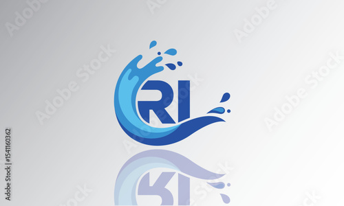 RI Wave Monogram Logo – Creative Splash Letter mark with Water Flow & Motion Effect for Fresh, Dynamic Branding & Aqua-Themed Identity Design

