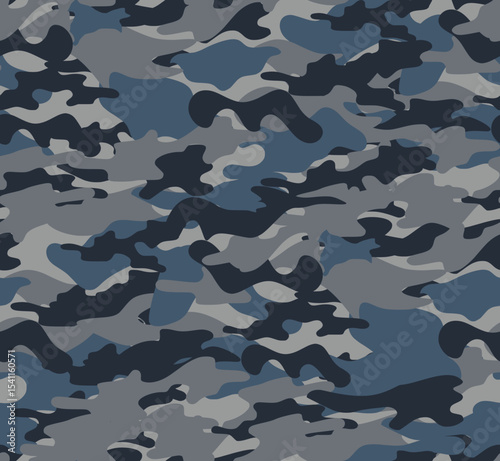 Blue Army Camouflage Pattern Dark Texture