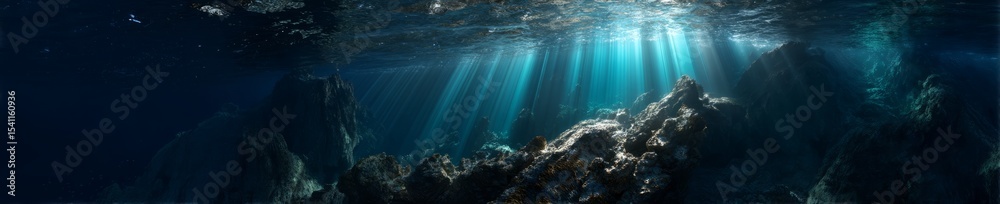 Fototapeta premium Underwater rays of light ocean depths hdr 360 degree tranquil environment