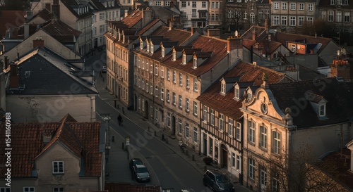 European City Street with Buildings and Cars