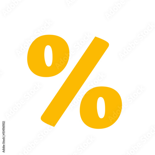 Flat yellow percent symbol icon with smooth, rounded edges. Simple and minimalistic design, perfect for use in mathematical, graphic, or UI elements.