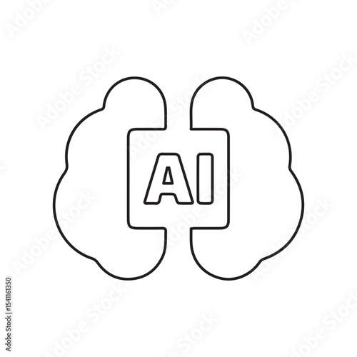 brain chip line icon