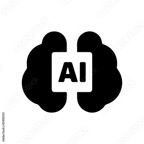 brain chip glyph icon