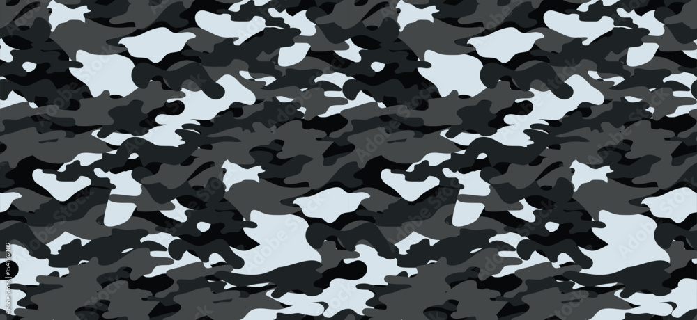 Seamless black camouflage abstract pattern