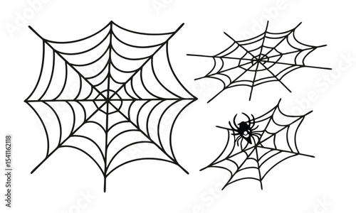 Spider and Web Vector Illustration – Spooky Arachnid with Cobweb, Halloween & Nature Design.