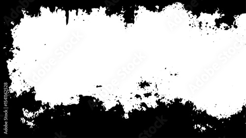 Grunge Ink Texture Border, Distressed Black and White Frame Background