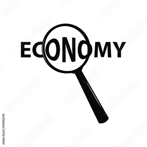 Economy emblem under magnifying glass