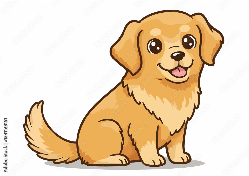 Fototapeta premium cute dog pet golden retriever cartoon vector illustration isolated on background, animal, vector, cute, illustration, dog, isolated, design, pet, cartoon, art, golden retriever, breed, retriever, icon