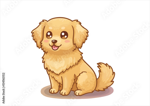 cute dog pet golden retriever cartoon vector illustration isolated on background, animal, vector, cute, illustration, dog, isolated, design, pet, cartoon, art, golden retriever, breed, retriever, icon