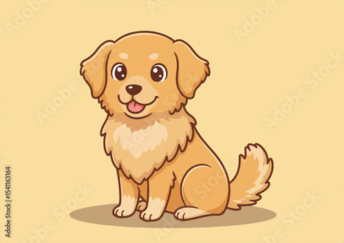 cute dog pet golden retriever cartoon vector illustration isolated on background, animal, vector, cute, illustration, dog, isolated, design, pet, cartoon, art, golden retriever, breed, retriever, icon