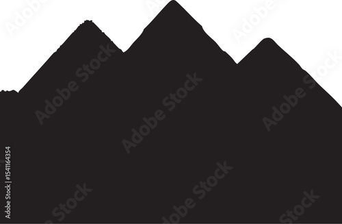 Silhouette of the Giza Pyramids, geometric shape trio, stark white background