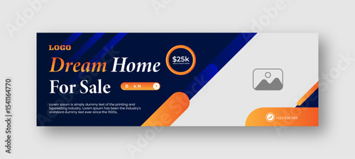 Social media banner for home sale marketing. Minimalistic editable home sale advertising real estate banner. real estate banner for sale. elegant sale and discount promotional advertising banner.