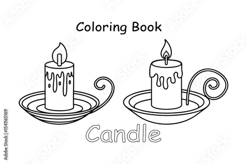 Vintage Candle Coloring Page – Dripping Wax Holder Printable for Kids