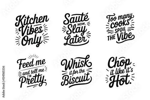 Funny Kitchen Quotes SVG Bundle – Cooking Typography Clipart Set