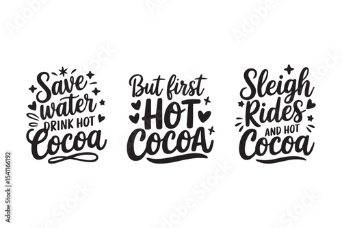 Hot Cocoa Quote Bundle – Winter Drink Typography Clipart Set