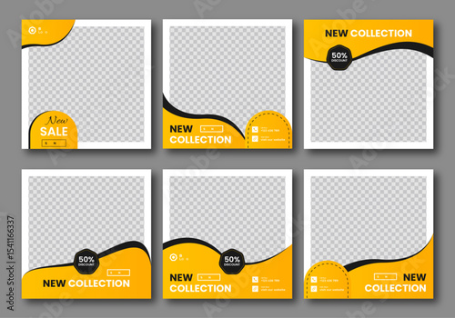 Modern social media post Fashion Sale Yellow color minimalistic. New collection yellow color sale poster elegant sale and discount promotional advertising banner. 
