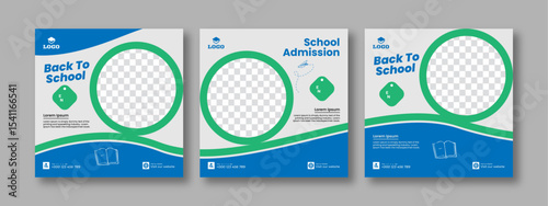 Modern Editable social media poster. Back to School social media post. New Admission advertising poster. elegant promotional banner. 