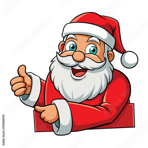 Cartoon santa claus giving a thumbs up with a happy face