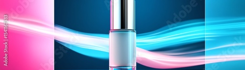 A skincare mist bottle enveloped by swirling mist and ethereal lighting