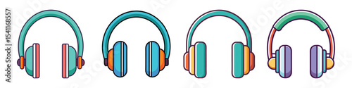 Headphones Flat Illustration in Simple Minimalist Style"

