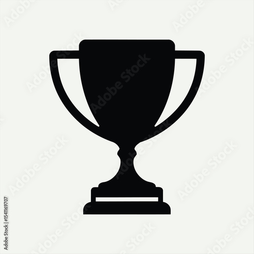 Trophy Cup Silhouette Vector – Bold Black Award Icon for Victory and Achievement