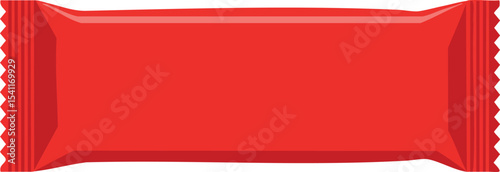 Red snack bar packaging vector illustration with realistic shadows and glossy surface design 