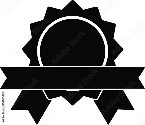 award badge with ribbon vector icon.