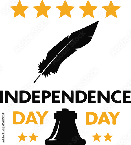 Patriotic american independence day design featuring stars quill and liberty bell ideal for celebrations and events