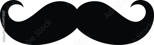 Classic curled mustache silhouette icon in black simple style vector illustration design 