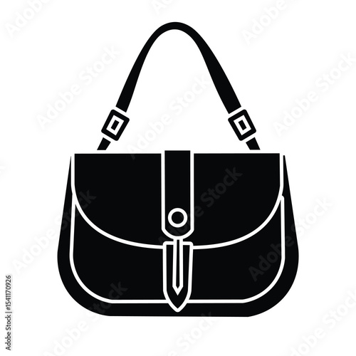 Bag silhouette vector illustration, ladies handbag silhouette, black woman bag icon, shoulder bag silhouette, sling bag silhouette