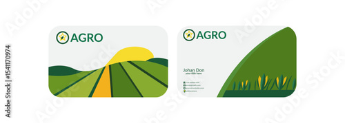 Simple green agriculture nature business card design template Business visit card template with logo - concept design.