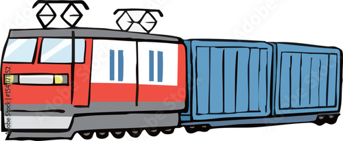 手で描いた貨物列車のベクターイラスト