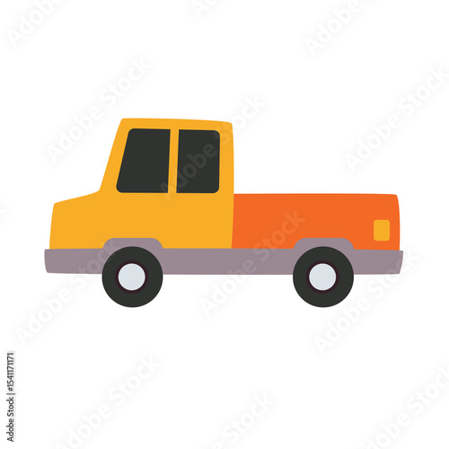 Truck vector image, truck clip art, clip art truck, yellow truck vector cartoon icon flat illustration