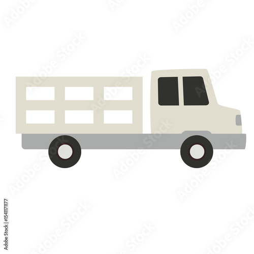 Stake truck vector image, stake truck clip art, white stake truck cartoon vector, flat icon design illustration