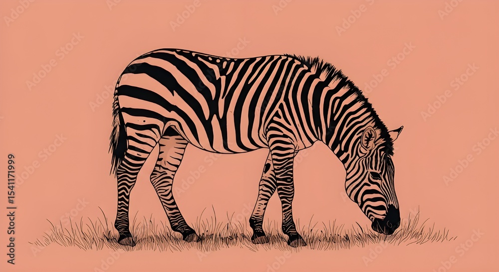 Obraz premium Zebra grazing in grassland