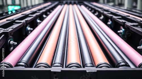 Industrial printing rollers in a machine