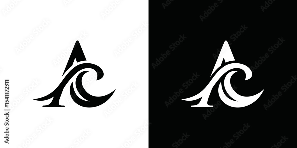 Fototapeta premium logo initial a and waves simple vector