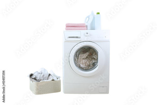 Wallpaper Mural Washing machine and laundry basket, isolated on white, PNG Torontodigital.ca