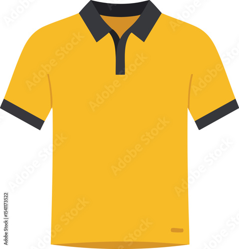 Yellow polo shirt with black collar and sleeve trim casual clothing vector illustration for fashion design 