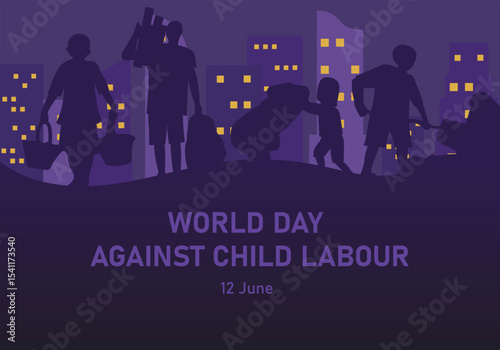 Awareness for World Day Against Child Labour on 12 June. Vector illustration
