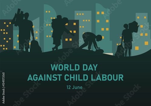 World Day Against Child Labour illustration showcasing resilience. Vector illustration