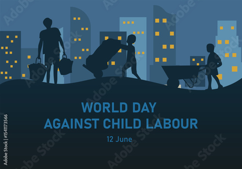 World Day Against Child Labour impactful illustration with figures. Vector illustration