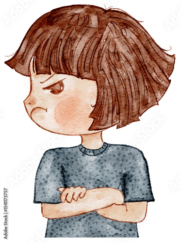 Action girl character cute watercolor