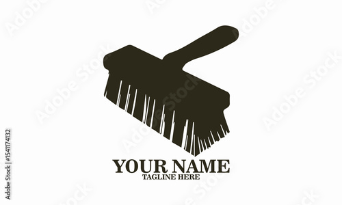 Woodcut of a wall cleaner brush vector illustration and logo design with white background