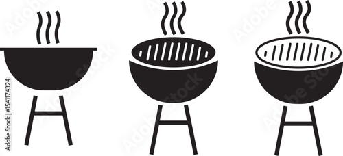 Grill BBQ icon set. barbecue with fire sign, Informational sign. No grill signs and symbol vector symbol design,
