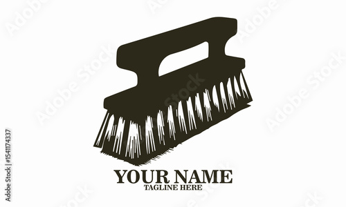 Woodcut of a wall cleaner brush vector illustration and logo design with white background