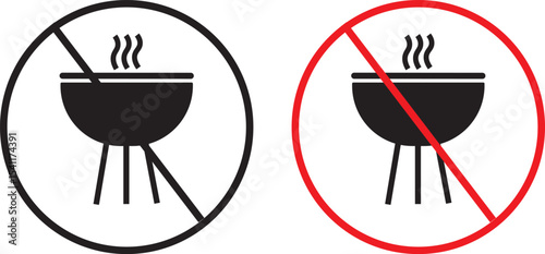 no Grill BBQ icon set. No grill vector sign, Informational sign. No grill signs and symbol vector symbol design,
