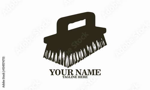 Woodcut of a wall cleaner brush vector illustration and logo design with white background
