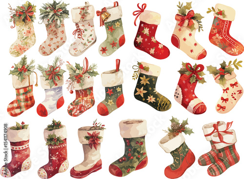 christmas stocking watercolor clipart | christmas stocking clipart for graphic resources